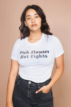 Pick Flowers Not Fights | White Fitted Crewneck